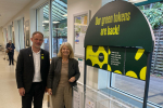 Waitrose’s Malvern store manager James Alldridge with Dame Harriett Baldwin MP