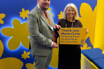 Dame Harriett Baldwin MP (right) with Toby North, Head of Public Affairs at Marie Curie