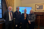 Pictured (l-r) Simon Jones, aviation technical advisor, Nick Cunningham, Midlands Air Ambulance Chief Pilot and  Hanna Sebright,  CEO of Midlands Air Ambulance with Dame Harriett Baldwin MP