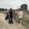 Dame Harriett being interviewed by ITV Central at the site of the Severn Stoke flood bund.