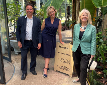 Nigel Huddleston MP, Sara-Jane Watkins and Dame Harriett Baldwin (right)