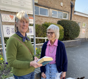Sarah outside Upton Library