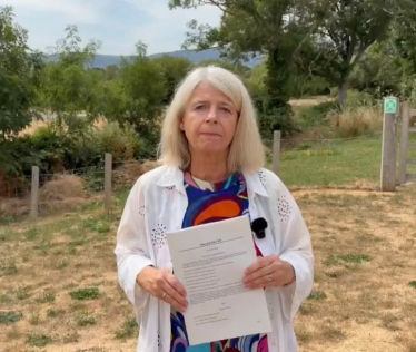 Dame Harriett Baldwin MP with a copy of the Malvern Hills Bill   